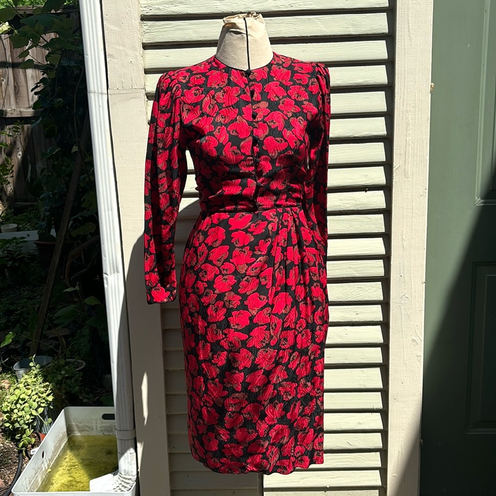 Vintage 50s silk long sleeve dress